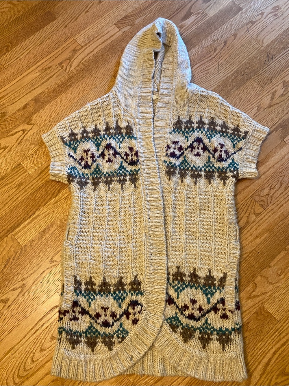 Aeropostale Knit Hooded Cardigan 2 Wool Mix (Missing Belt) Size XL